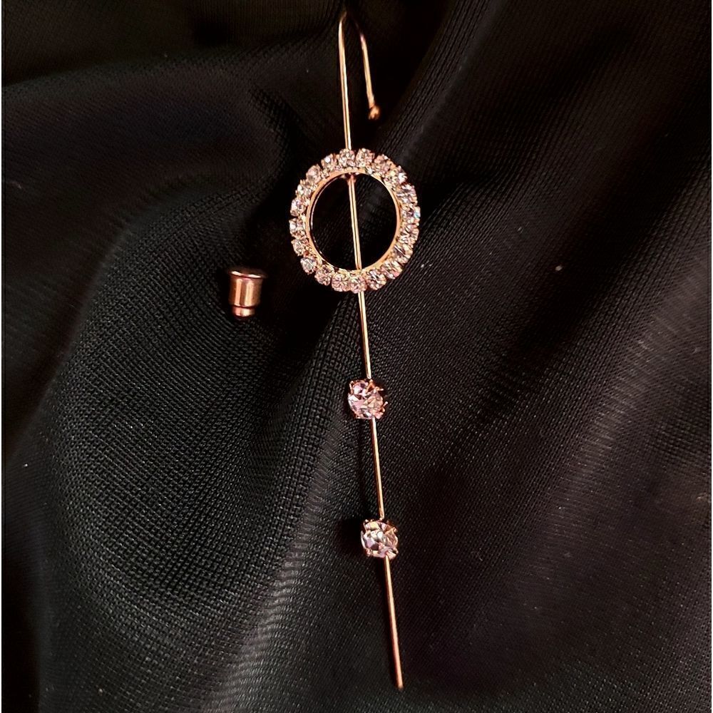 GOLD PLATED DIAMOND CIRCLE EAR WRAP CRAWLER HOOK EARRING
